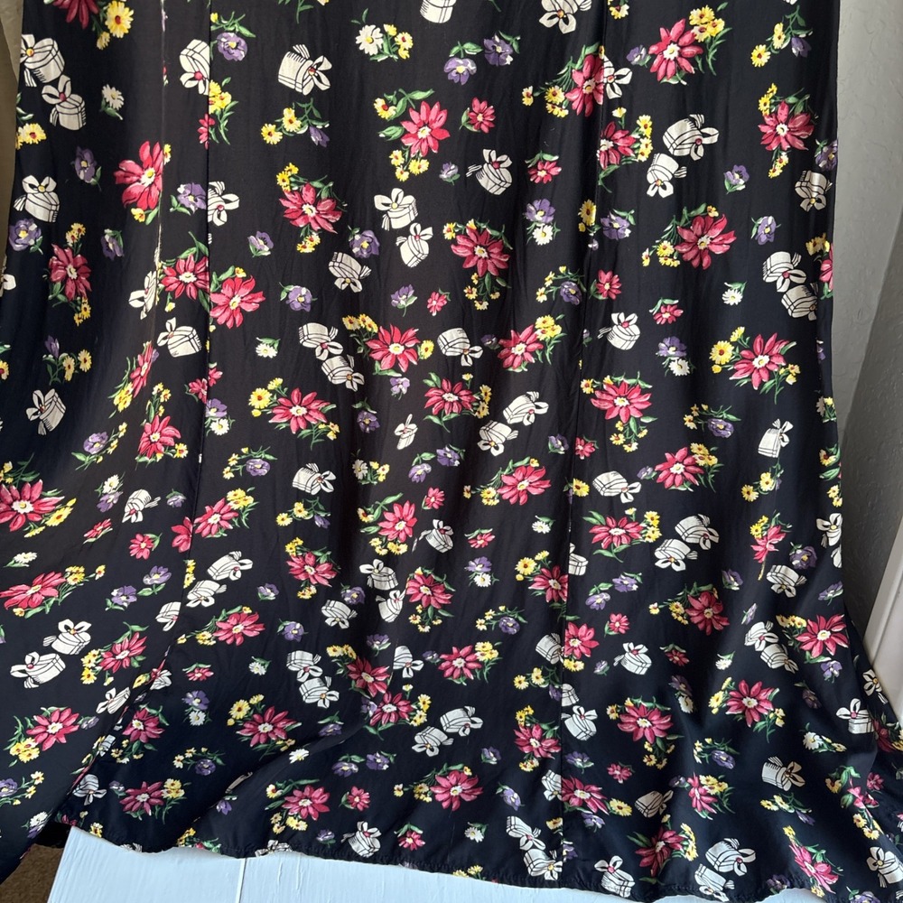 Women M/L Vintage Dress Maxi Floral Short Sleeve 90s Feminine Garden Coquette - Picture 2 of 15